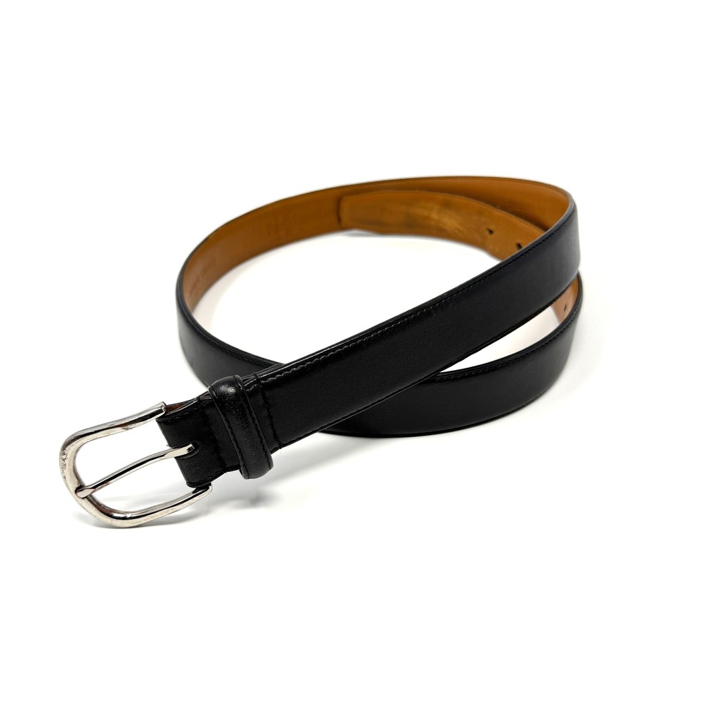 Polo Ralph Lauren Mens Belt 36 Black Genuine Leather Silver Buckle 2110569-001